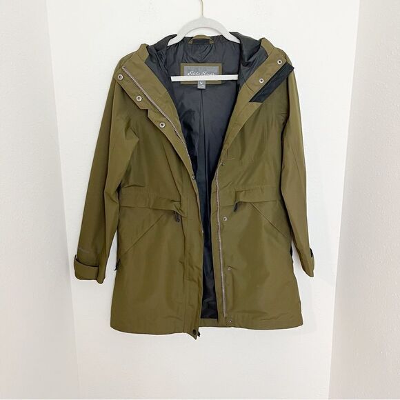 Eddie Bauer Rainfoil Trench Coat in Olive Green PETITE - Picture 5 of 13
